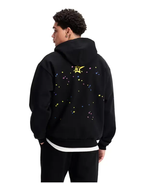 Sp5der Pnk V2 Hoodie-Black the back side