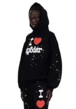 Sp5der I Heart SP5 Souvenir Hoodie Black the front side