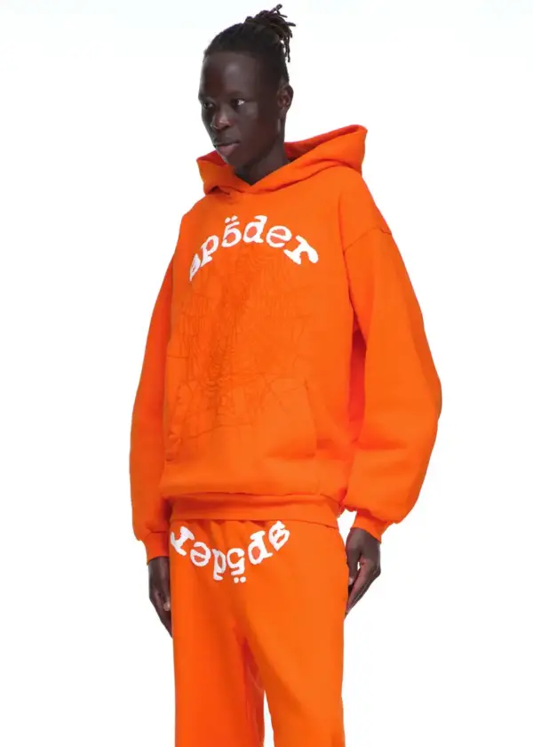 Orange Logo Spider Worldwide Tracksuit the front side