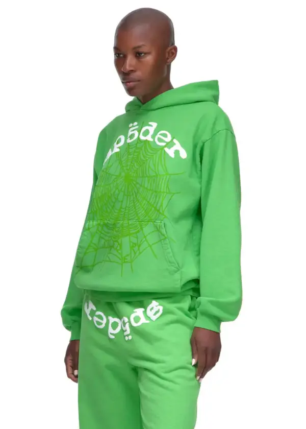 Sp5der Web Tracksuit Slime Green the front side