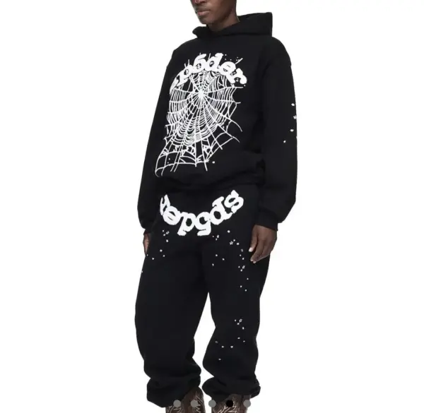 Sp5der OG Web Hoodie Black the front side