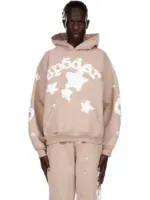 Sp5der Beluga Hoodie Light Brown the front side