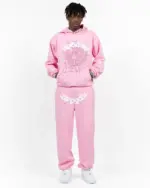 Sp5der OG Web Hoodie Pink the front side