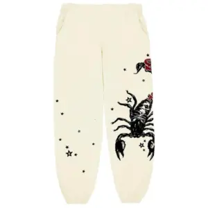 Sp5der x Mariah The Scientist Scorpion Sweatpant 'Cream' the front side