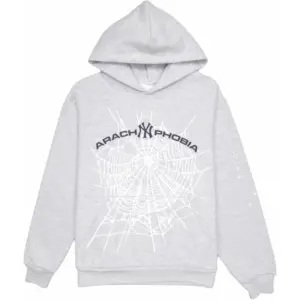 Sp5der Arach NY Phobia Hoodie Ash Grey the front side