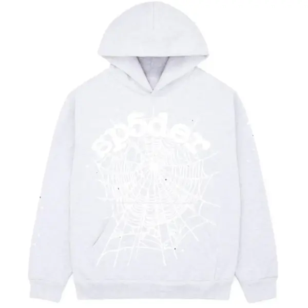 Sp5der OG Web Hoodie Heather Grey the front side