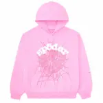 Sp5der OG Web Hoodie Pink the front side