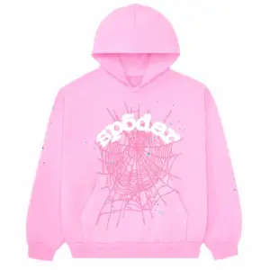 Sp5der OG Web Hoodie Pink the front side