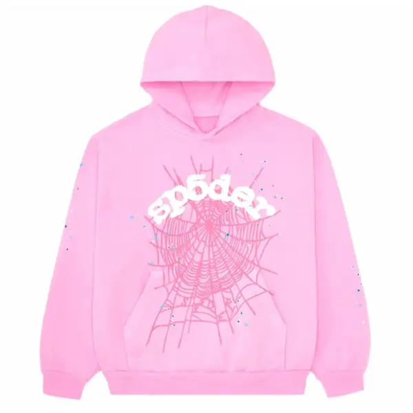 Sp5der OG Web Hoodie Pink the front side